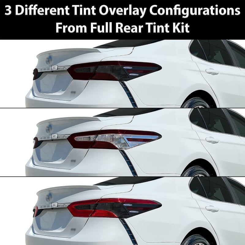 BOGAR TECH DESIGNS - Complete Full Headlight and Taillight Precut Overlay Tint Kit with Tools Compatible with Toyota Camry 2018-2024, Dark - Image 5
